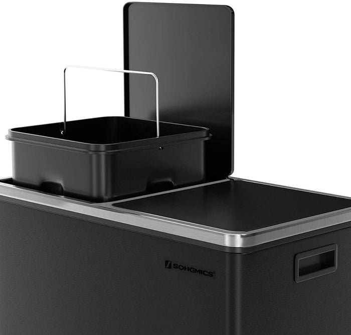 Hoppa! | Afvalbak | 60L | Zwart | RVS