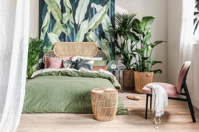 Art for the Home |Leaves Green Fotobehang blauw|groen 280x200 cm