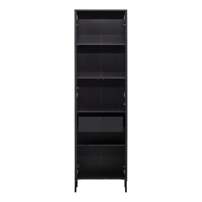 WOOOD New Gravure Hoge Opbergkast B 60 cm - Eiken - Zwart