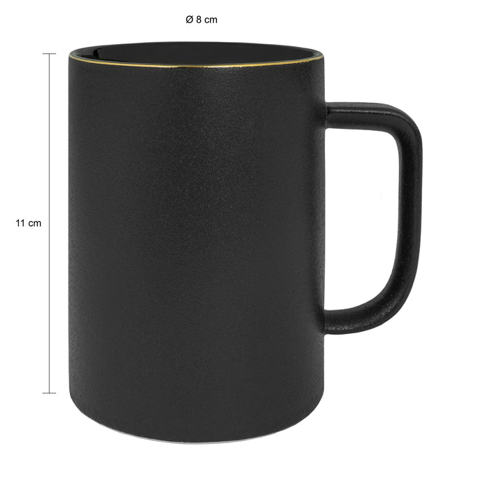 Krumble Mok met handvat - 400 ml - Keramiek - Zwart - set van 4