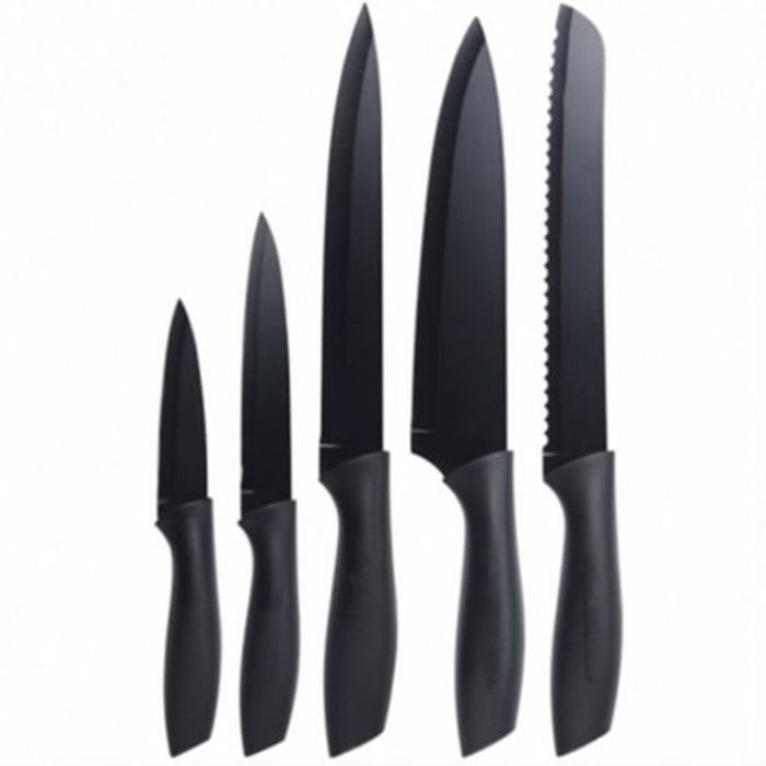 Excellent Houseware 5-delige Keukenmessenset staal zwart