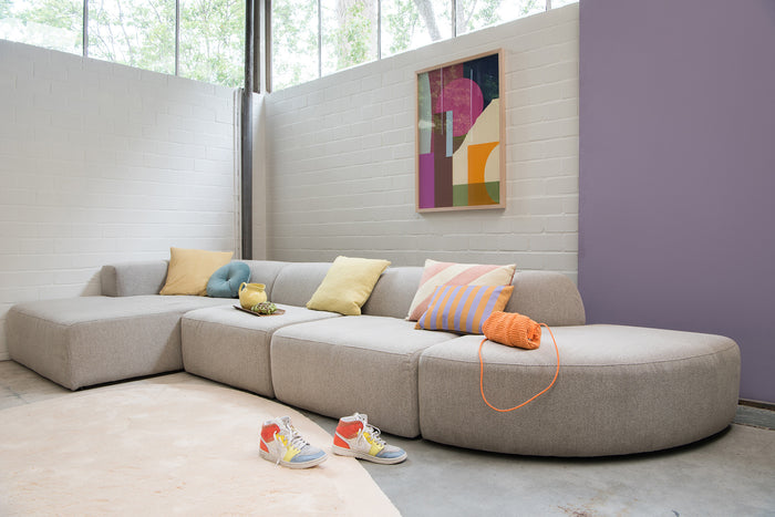 4X6 SOFA X6 modulaire hoekbank J links beige melange - 315 cm
