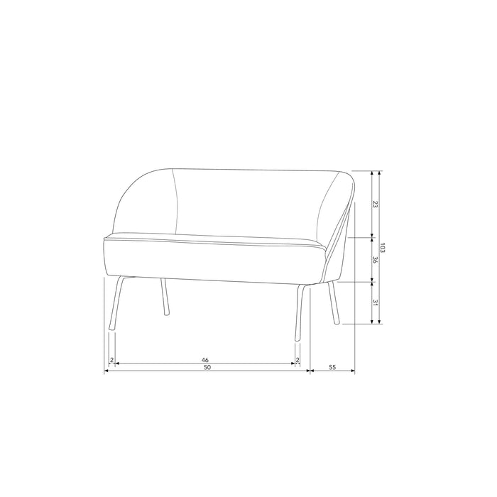 WOOOD Vogue 2-Zits Bankje - Velvet - Onyx - 68x110x65