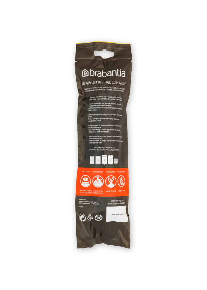 Brabantia Type A PerfectFit Afvalzak 3 Liter - 20 zakken