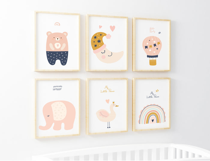 Happy Walls - Babykamer Posters - Set van 6 Meisjes