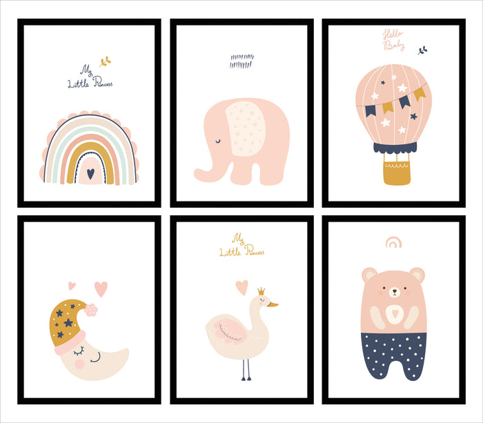 Happy Walls - Babykamer Posters - Set van 6 Meisjes