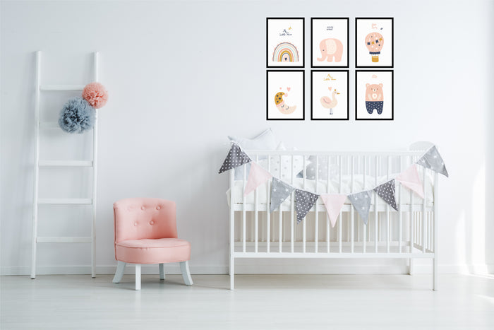 Happy Walls - Babykamer Posters - Set van 6 Meisjes