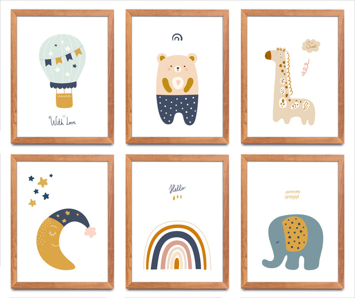 Happy Walls - Babykamer Posters - Set van 6 Unisex