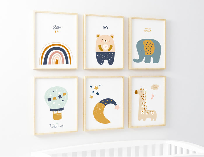 Happy Walls - Babykamer Posters - Set van 6 Unisex