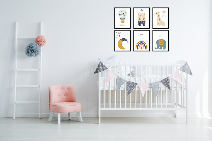 Happy Walls - Babykamer Posters - Set van 6 Unisex