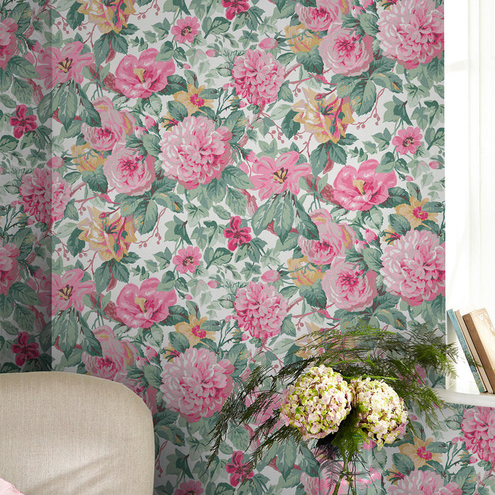 Laura Ashley Aveline Behang - Bloemen - 10mx52cm - Roze