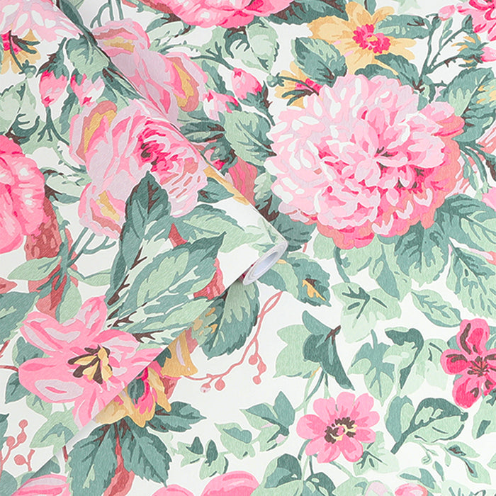 Laura Ashley Aveline Behang - Bloemen - 10mx52cm - Roze