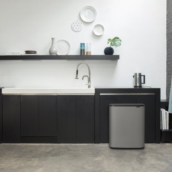 Brabantia Bo Touch Bin Afvalemmer 2 x 30 L - Mineral Concrete Grey