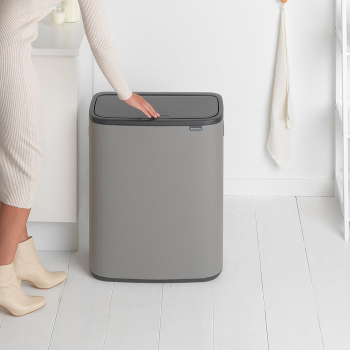 Brabantia Bo Touch Bin Afvalemmer 2 x 30 L - Mineral Concrete Grey