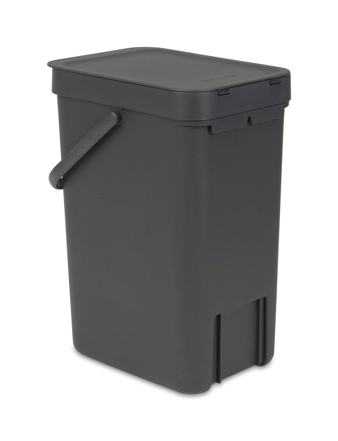 Brabantia Sort & Go Afvalemmer / Opberger 16 L - Donkergrijs