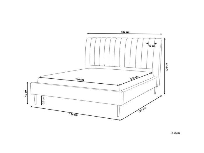 Beliani - MARVILLE - Tweepersoonsbed - Blauw - 160 x 200 cm - Fluweel
