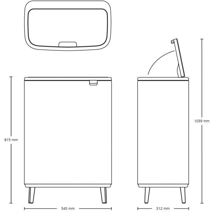 Brabantia Bo Touch Bin Hi Afvalemmer 2 x 30 L - Wit