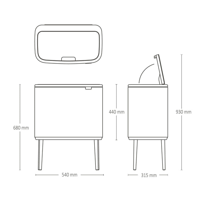 Brabantia Bo Touch Bin Afvalemmer 33 Liter (3x11 Liter)