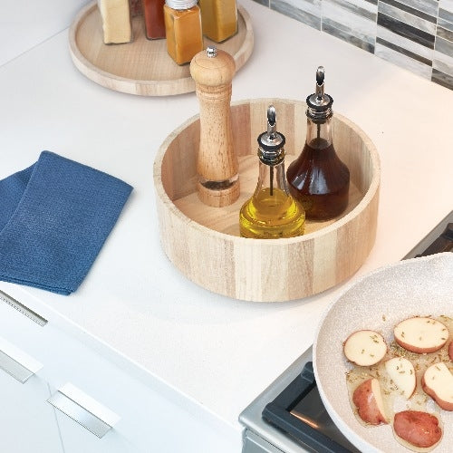 Draaiplateau met Randen, 26.7 cm, Paulownia Hout, Beige - iDesign | Ec