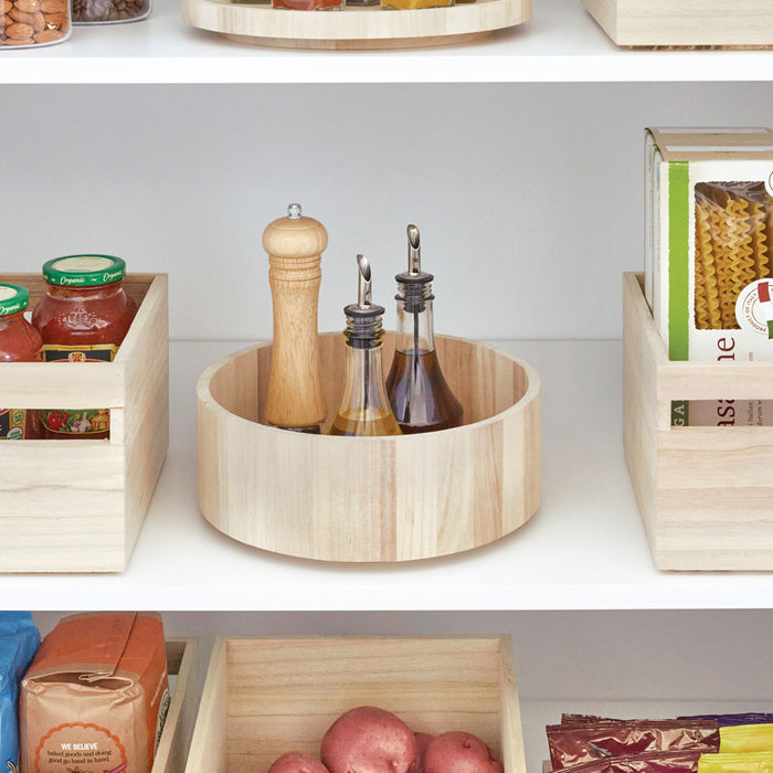 Draaiplateau met Randen, 26.7 cm, Paulownia Hout, Beige - iDesign | Ec