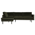 WOOOD Rodeo Hoekbank Links - Velvet -  Green Hunter