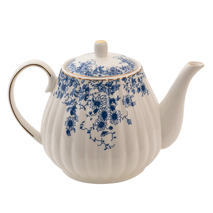 Clayre & Eef Theepot  1100 ml Blauw Porselein Bloemen Theekan