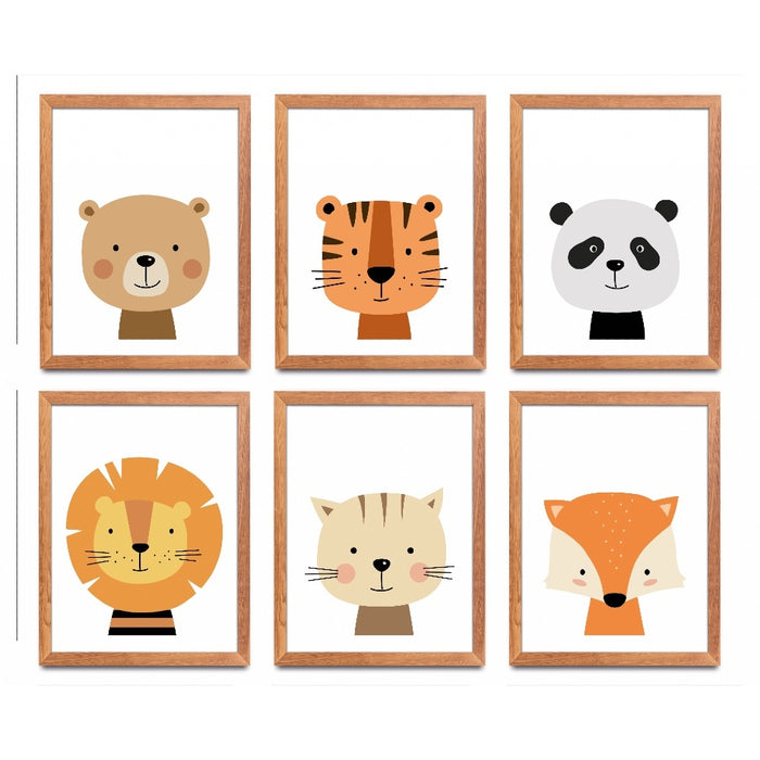 Happy Walls - Babykamer Posters Dieren - 6x A4 formaat 20x30 cm