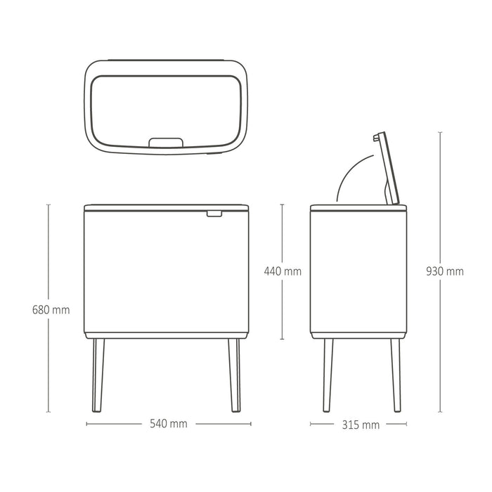 Brabantia Bo Touch Bin Afvalemmer 3 x 11 L - Soft Beige
