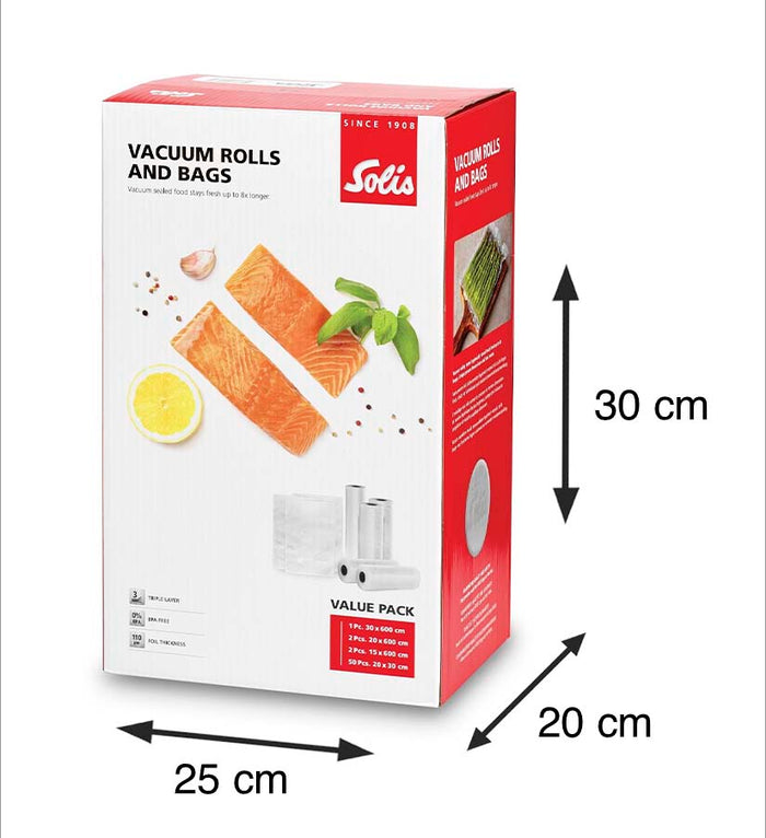 Solis 5 Vacuümrollen & 50 Vacuümzakken - BPA-vrij - Voordeelverpakking