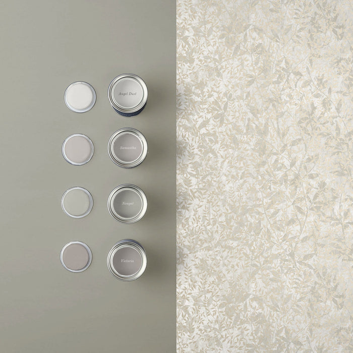 Graham & Brown vliesbehang Botany Soft Gold wit