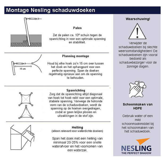 Nesling Dreamsail Waterproof Schaduwdoek Cream 400 x 400 cm
