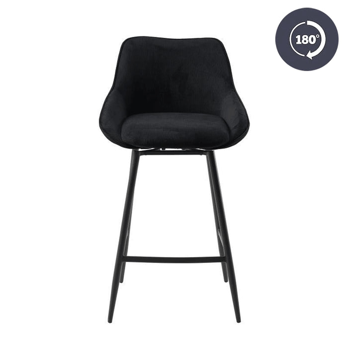 Bronx71 Barkruk draaibaar Luna ribstof zwart 68 cm