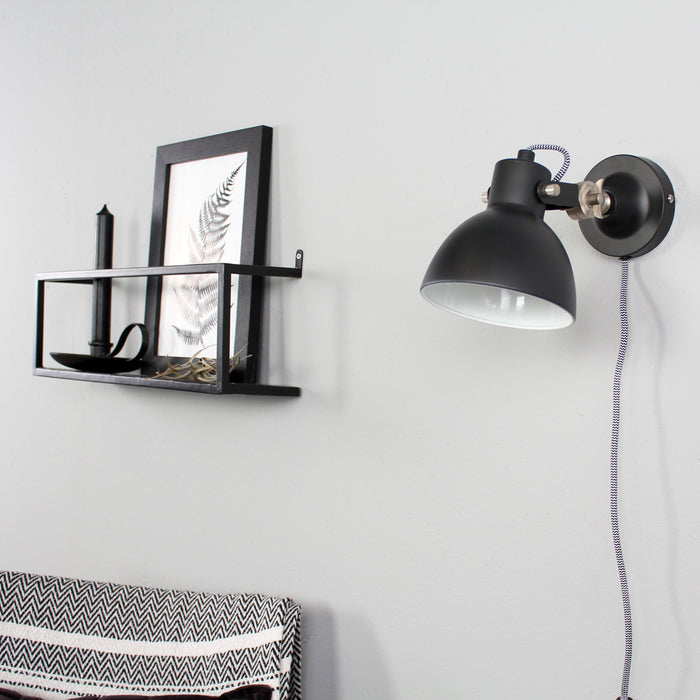 Mexlite - wandlamp - Cera - zwart - metaal - bedlampje - E14 - 7647ZW