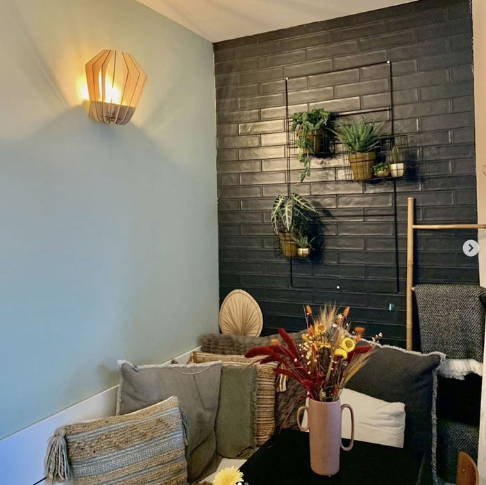 Bomerango Wall Spin houten muurlamp small - met wit koordset