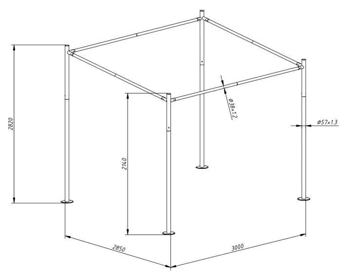 SORARA® Milano paviljoen 285 x 300 cm Grijs