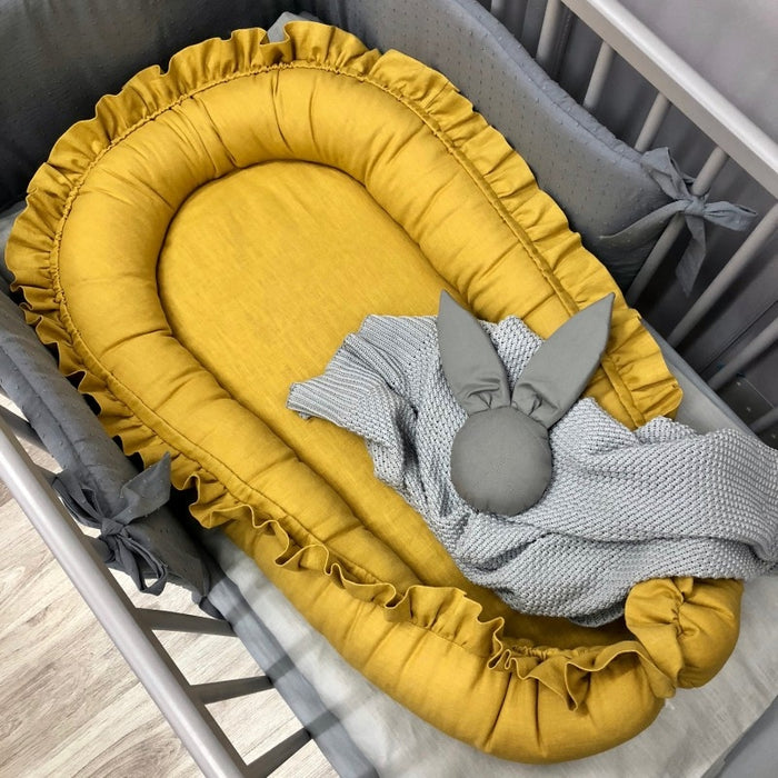 Babynestje Ruches Linnen Okergeel Dolly