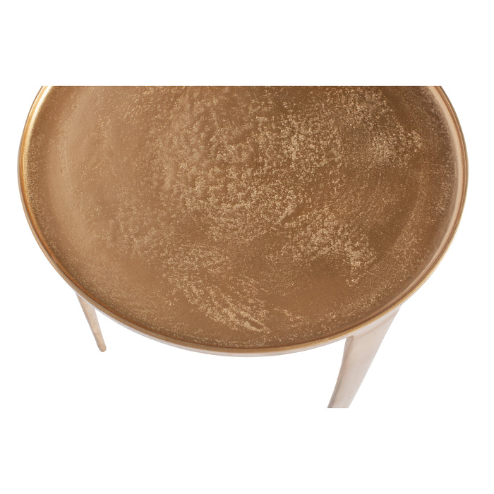 WOOOD medaillon bijzettafels set van 2 metaal antique brass