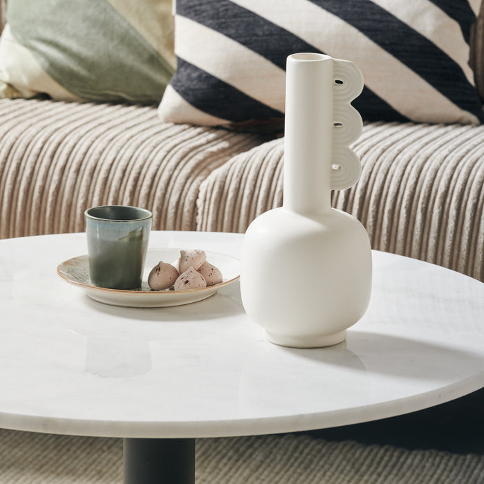 by fonQ Marble Salontafel Marmer - Ø 80 - Wit/Zwart