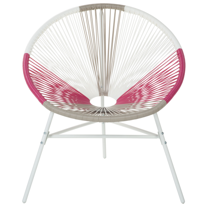Beliani - ACAPULCO - Tuinstoel set van 2 - Wit|Beige|Roze - PE rotan