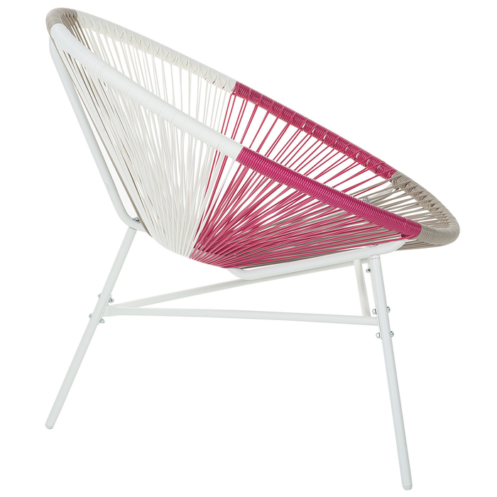 Beliani - ACAPULCO - Tuinstoel set van 2 - Wit|Beige|Roze - PE rotan