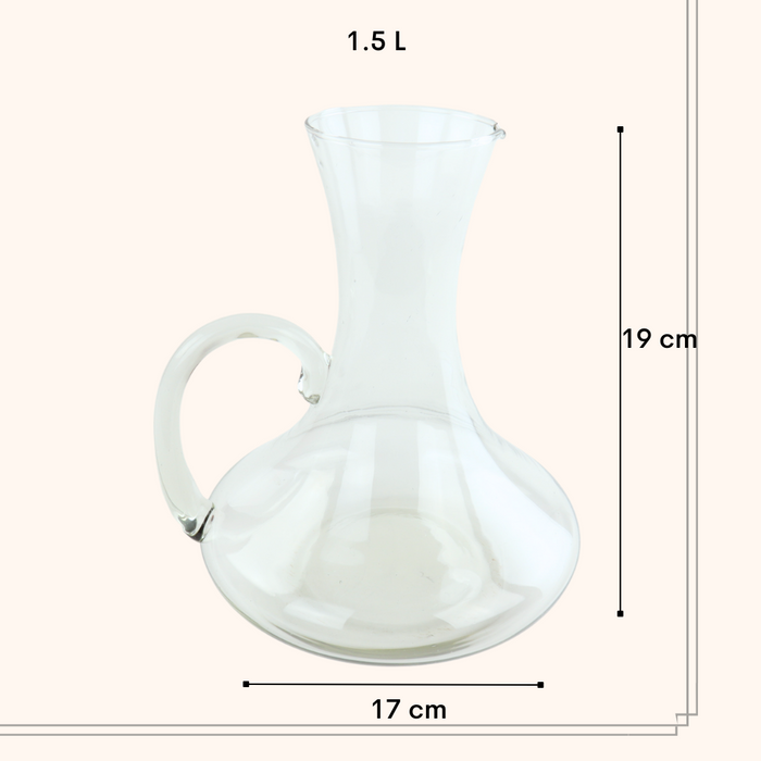OTIX Decanteer Karaf met Oor 1.5L Wijn Beluchter Decanteerkan Glas