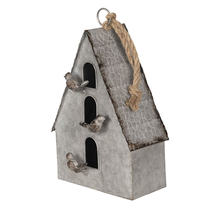 Clayre & Eef Vogelhuis  20x10x29 cm Grijs Ijzer Vogelhuisje Hangend