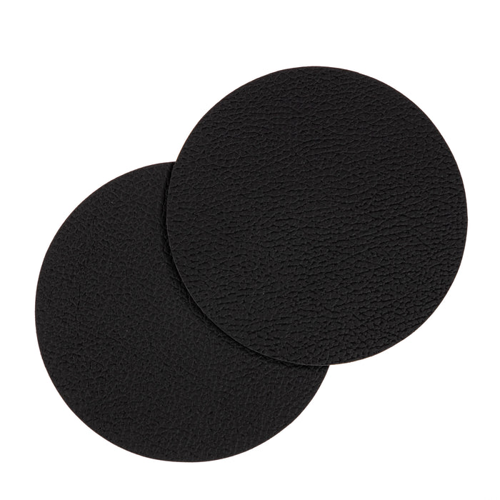 Cookinglife Onderzetters - Vegan leer - Zwart - ø 10 cm - 6 Stuks