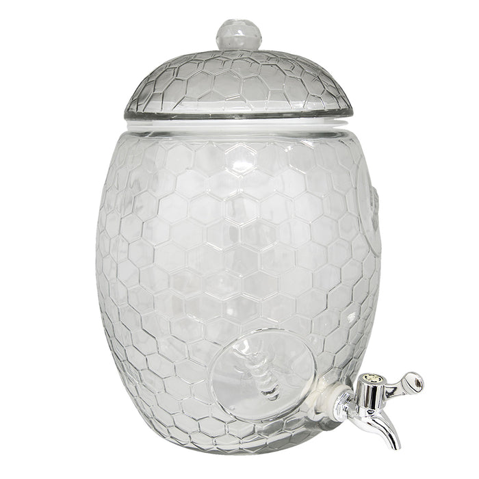 Clayre & Eef Sapkan met kraan en deksel Ø 17*35 cm Transparant Glas