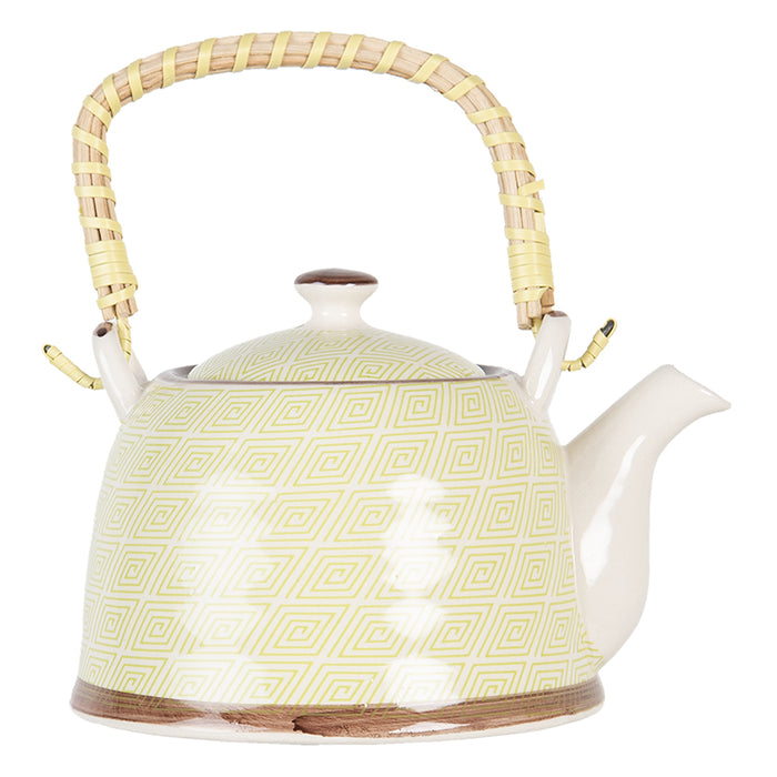 Clayre & Eef Theepot met Filter  700 ml Groen Porselein Rond Theekan