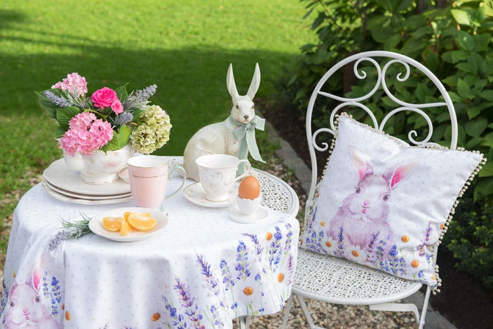 Clayre & Eef Theepot  1200 ml Wit Roze Porselein Rond Bloemen Theekan