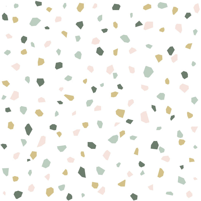ESTAhome behang terrazzo wit, zacht roze en mintgroen - 0,53 x 10,05 m