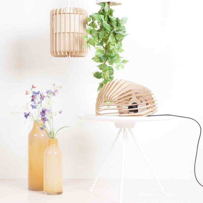Bomerango Wall Spin houten muurlamp met koordset wit - Medium