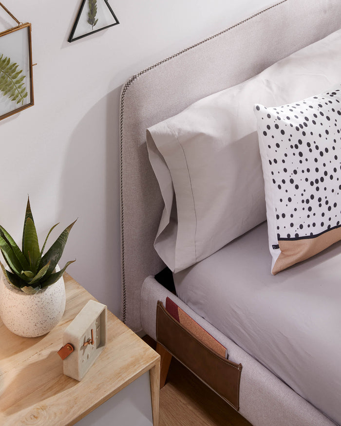Kave Home - Dyla hoofdbord met afneembare hoes in beige, voor bedden