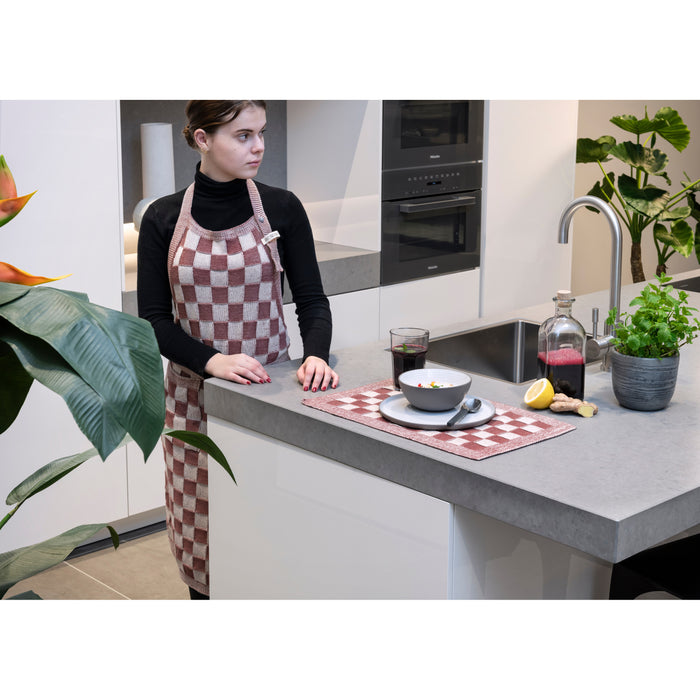 Knit Factory Gebreide Placemat  Block - Ecru|Linnen - 50x30 cm